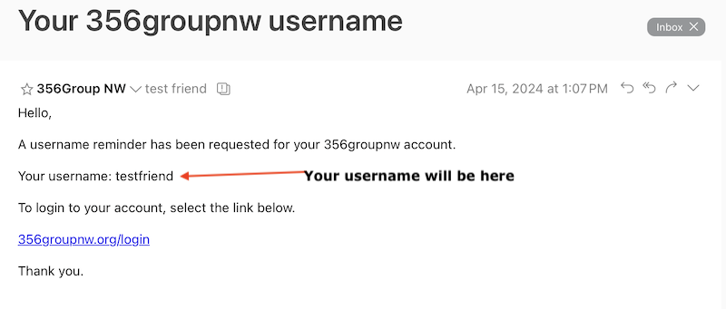username email